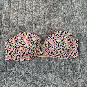 Victoria's Secret VS Bikini Top Confetti Strappy Swim Top Rainbow Gold Foil 32C